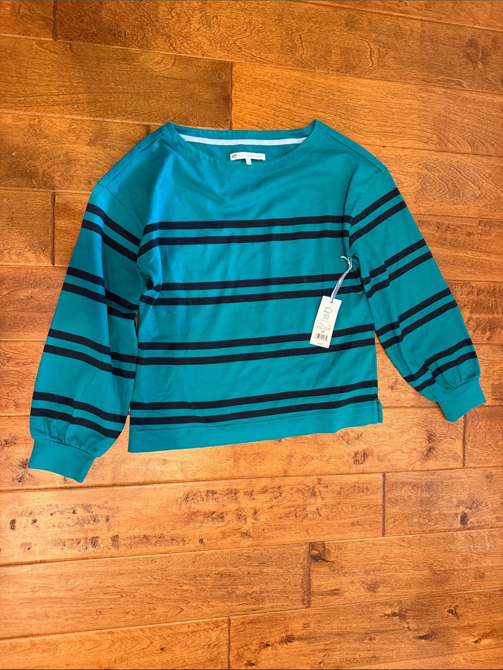 Southern Tide Teal & Black Striped Long Sleeve Tee